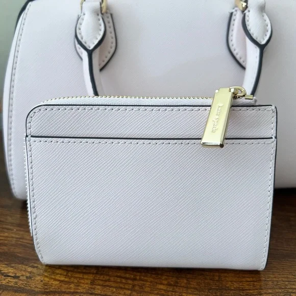 SET🩷 Kate Spade Madison Duffle Crossbody Bag & Wallet Heart Studs Powdered Sugar - Picture 14 of 16